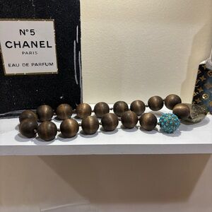 Unique Beautiful Wooden Bead Necklace with Magnetic Turquoise Closure!